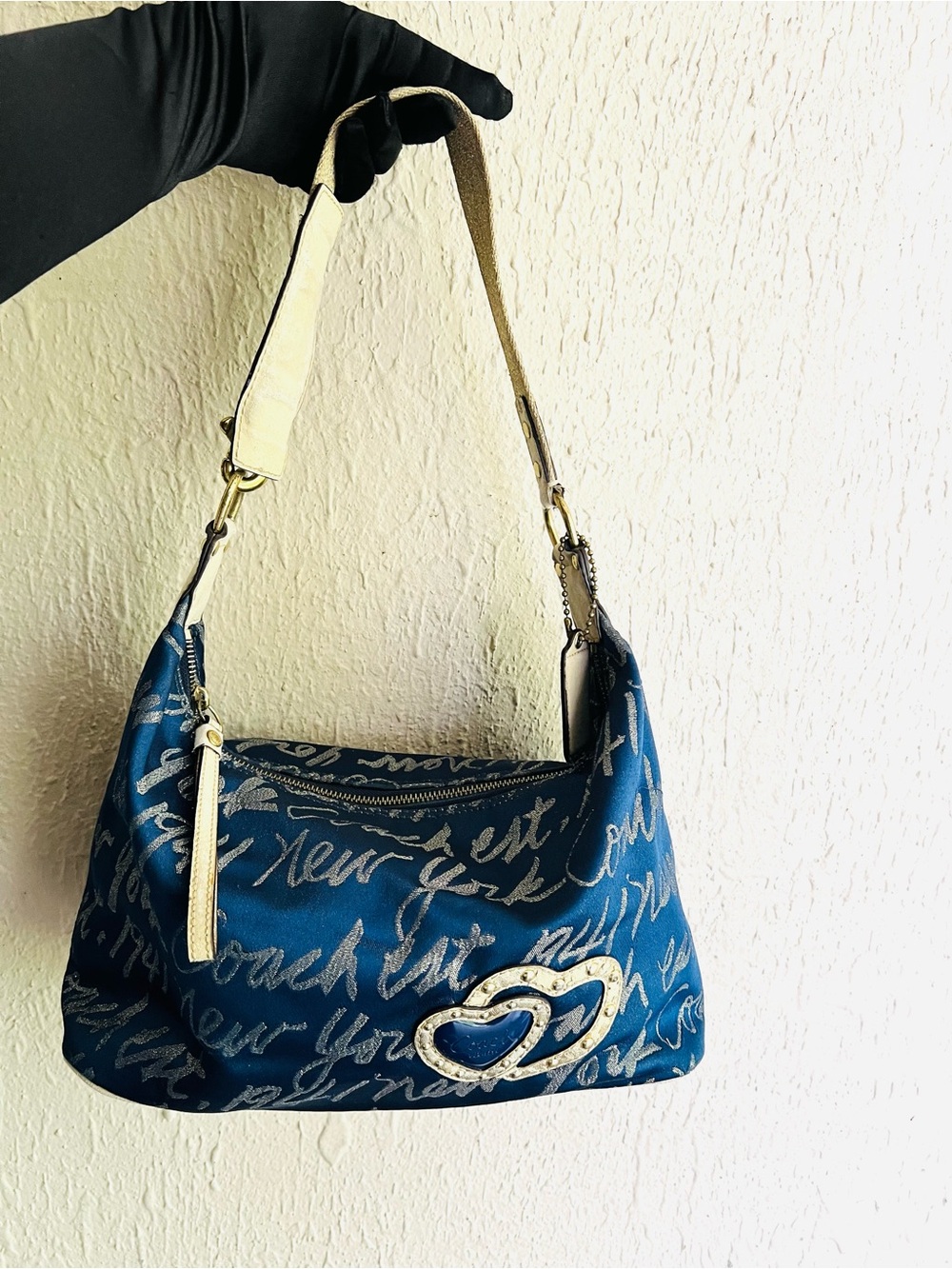 Coach Poppy Lurex Script Hobo Shoulder Bag